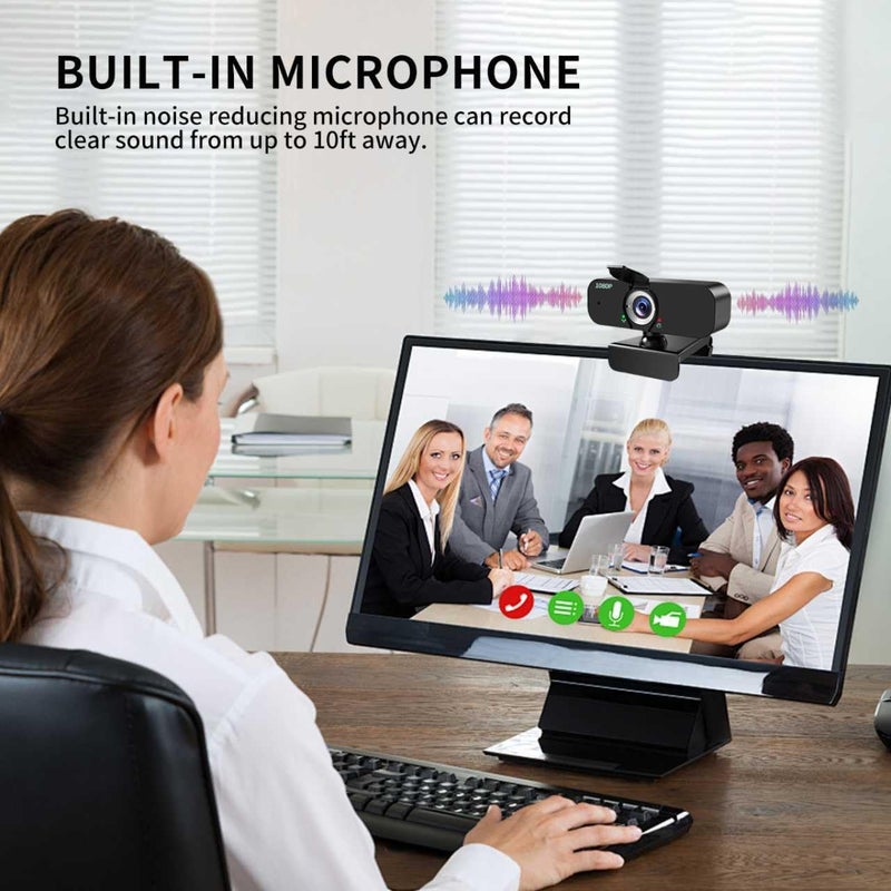 Lusinx 1080P Webcam for Computer/Laptop/Desktop/PC, External Camera with Microphone, USB Plug&Play, Auto Low Light Correction, Privacy Cover, Tripod, Wide Angle for Meeting/Online Video/Zoom - Image 4
